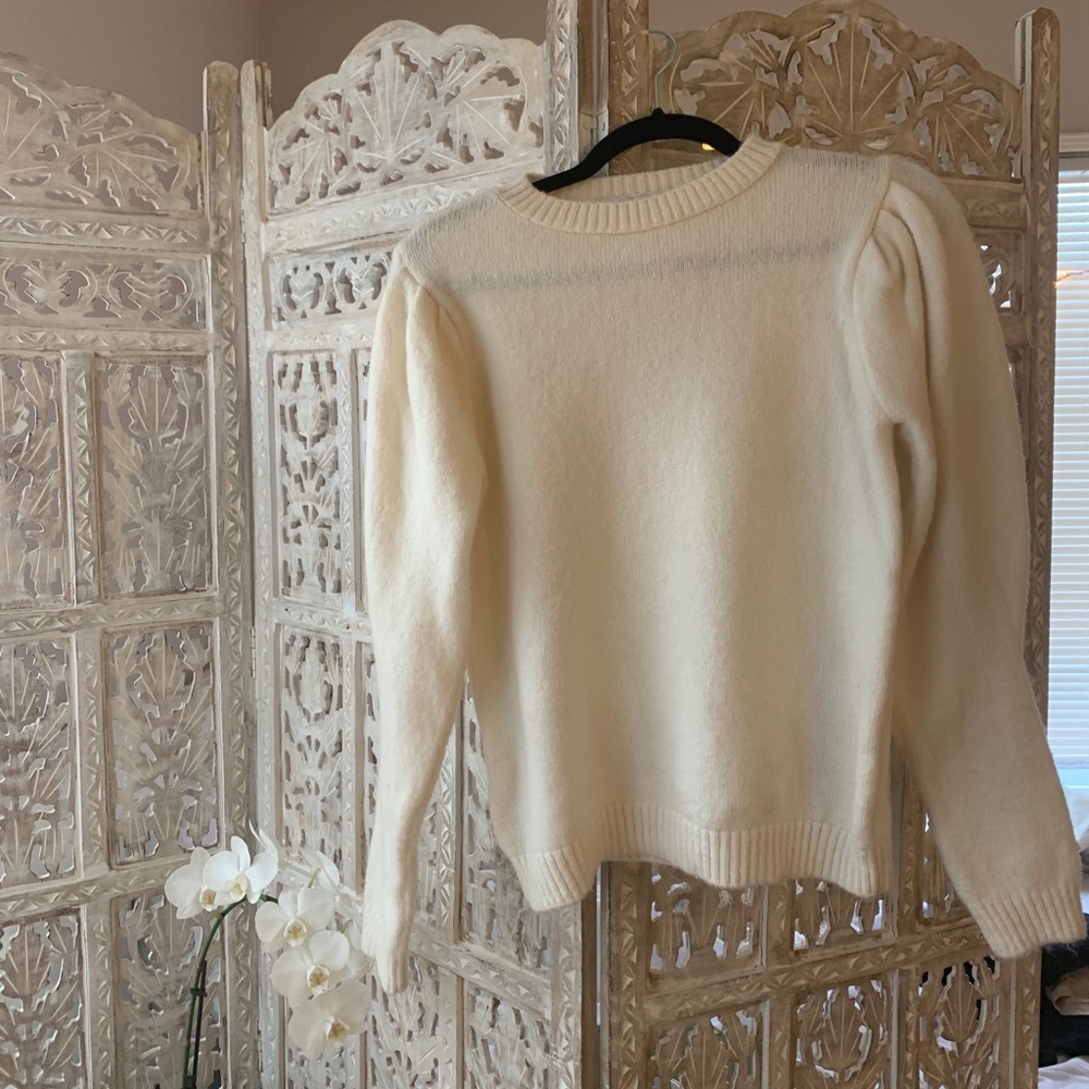 Mango Cream Puff Sleeve Sweater